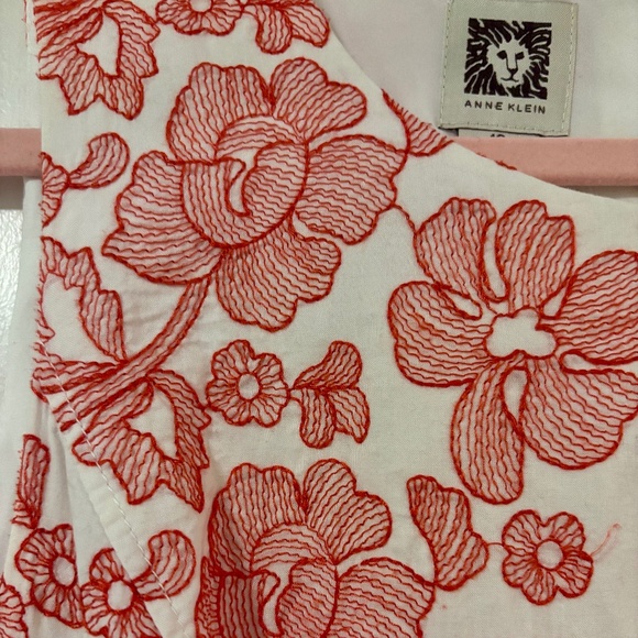 Anne Klein Embroidered Floral Linen Dress - Picture 1 of 5